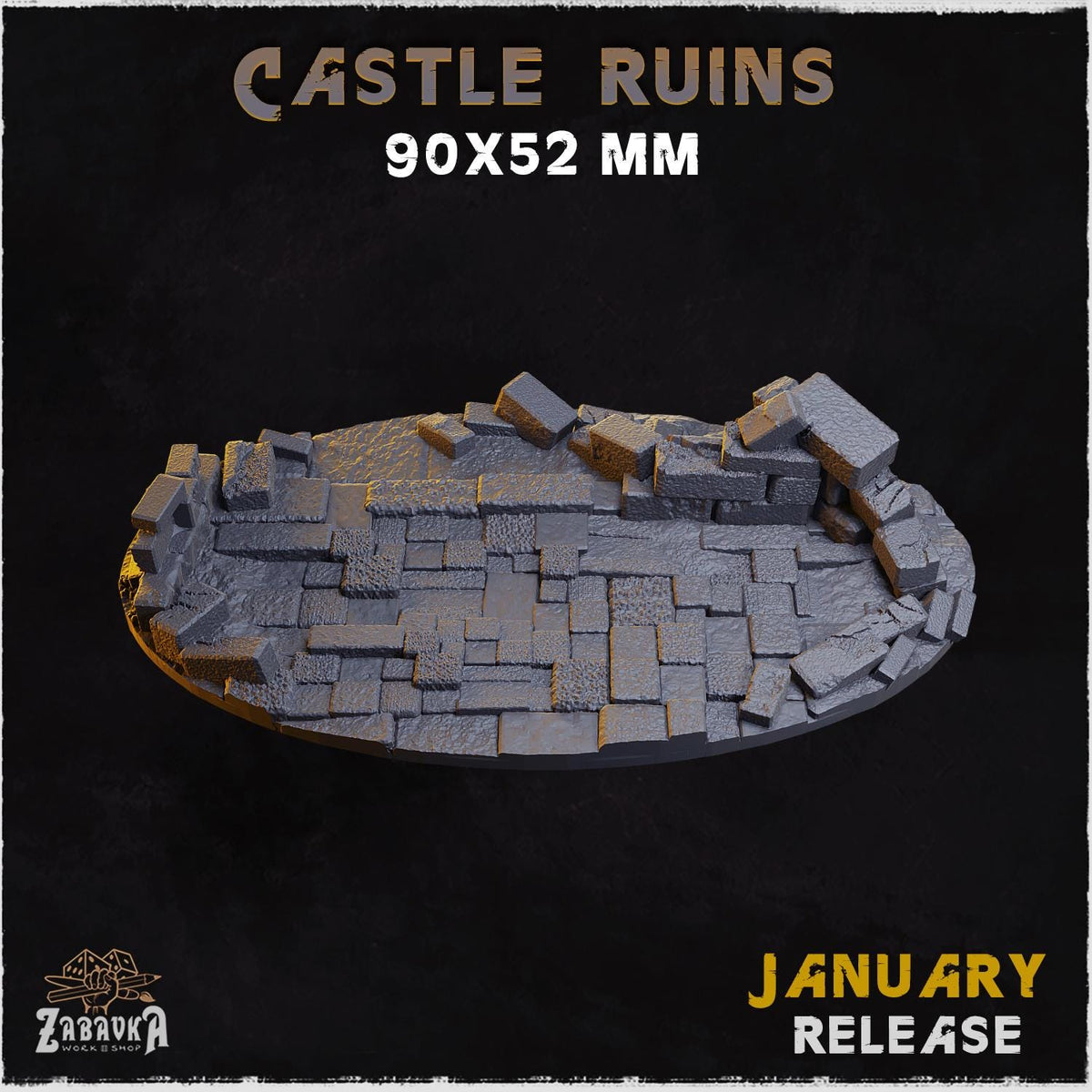 Castle Ruins Miniature Bases & Toppers | 25mm 32mm 40mm Round Oval Sizes | Medieval Fantasy Wargaming Resin Base Set | Magnet Ready