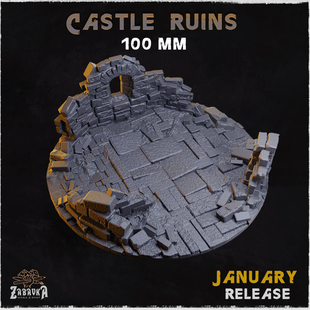 Castle Ruins Miniature Bases & Toppers | 25mm 32mm 40mm Round Oval Sizes | Medieval Fantasy Wargaming Resin Base Set | Magnet Ready
