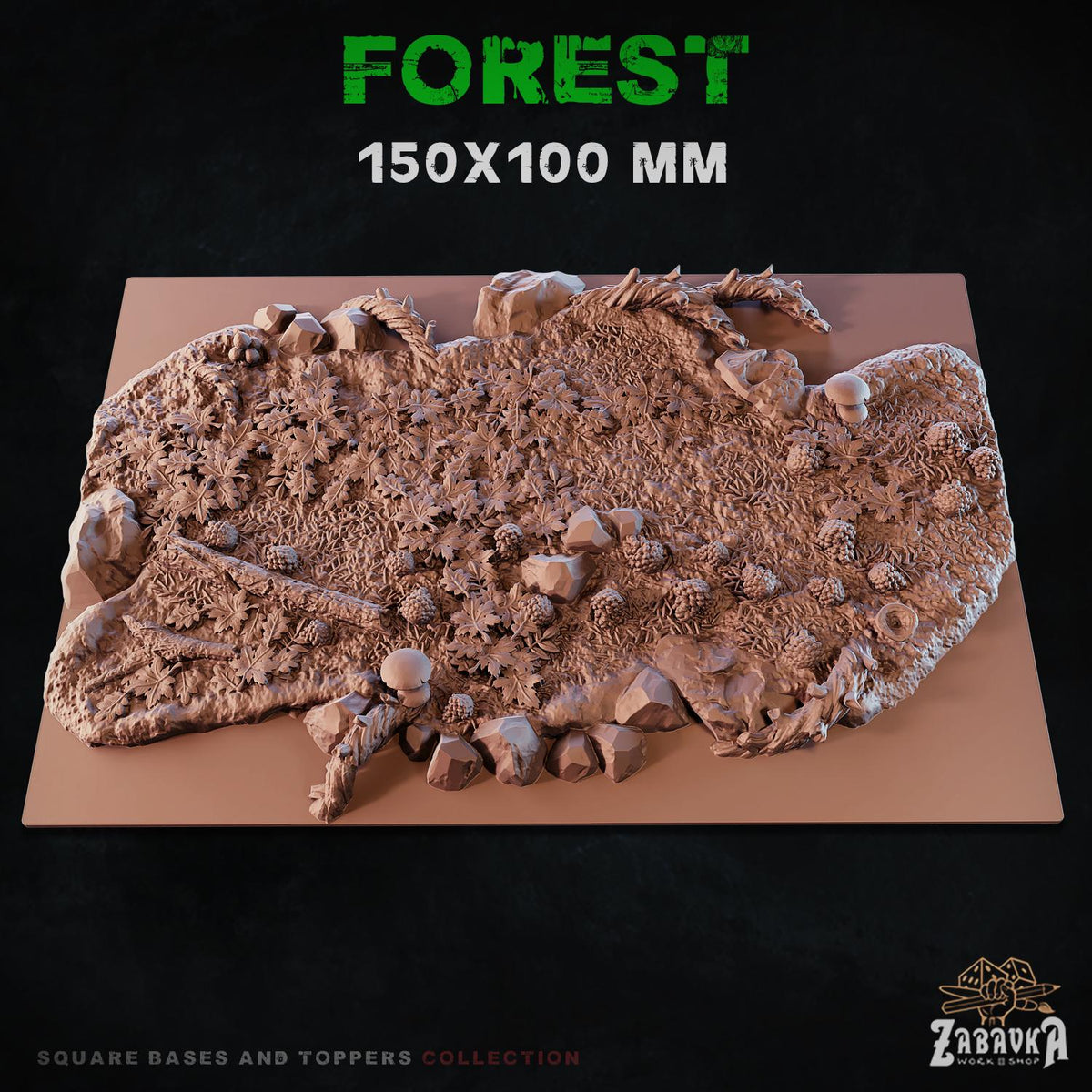 Forest Square Miniature Bases & Toppers | 25mm 30mm 40mm 50mm Rectangle Sizes | Rank and Flank Wargaming Resin Base Set | Magnet Ready