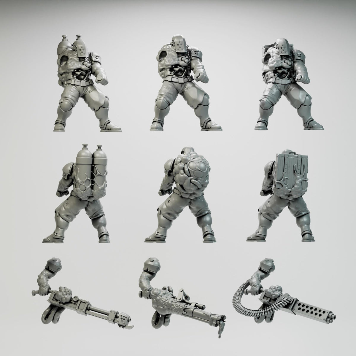 Rot Servant Miniatures | 32mm Grimdark Corrupted Heavy Gunner Resin Minis | Unpainted Dark Horror Wargaming Figures | Plague Warband Unit