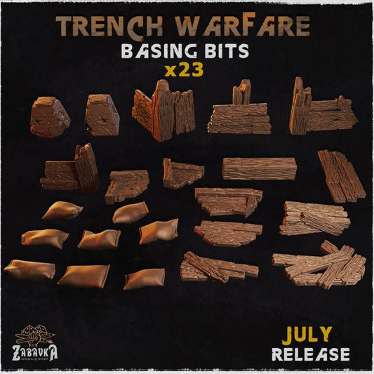 Trench Warfare Basing Bits | Sandbag Duckboard & Fence Resin Pieces | Miniature Base Decoration | WW1 Military Wargaming Diorama Scatter