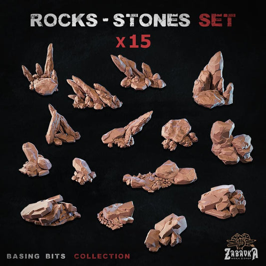 Rocks & Stones Basing Bits | Natural Boulder Resin Pieces | Miniature Base Decoration | Tabletop Wargaming Diorama Scenery Scatter
