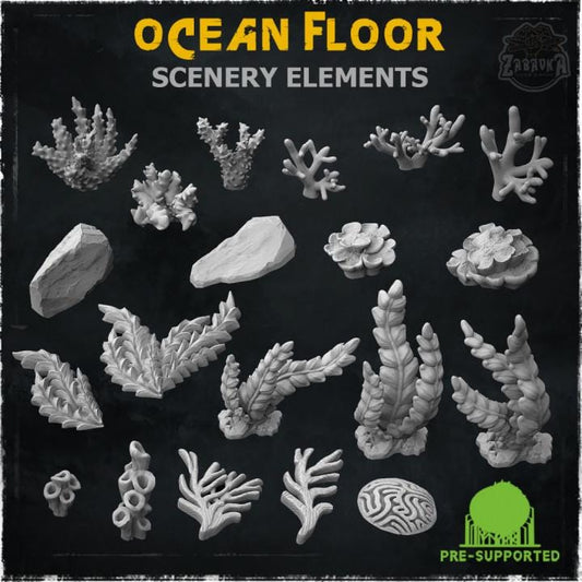 Ocean Floor Scenery Bits | Seaweed Kelp & Coral Resin Pieces | Underwater Miniature Basing | Sea Diorama Wargaming Terrain Elements