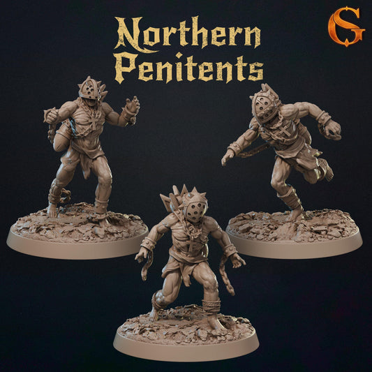 Penitents Miniatures | 32mm Norse Cult Infantry Resin Minis | Unpainted Grimdark Zealot Pilgrim Figures | Dark Wargaming Squad Unit