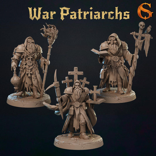 War Patriarch Miniatures | 32mm Norse Cult Leader Resin Minis | Unpainted Grimdark Elder Priest Figures | Dark Wargaming Commander Unit