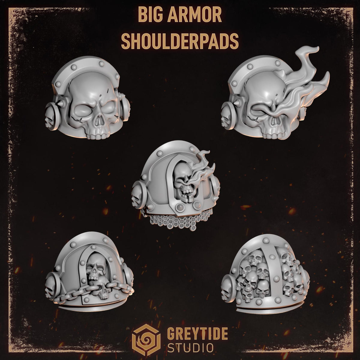 Cursed Company 2 Conversion Bits Pack | Flaming Skull Helmet & Weapon Resin Bits | Miniature Kitbash Set | Grimdark Wargaming Fire FX