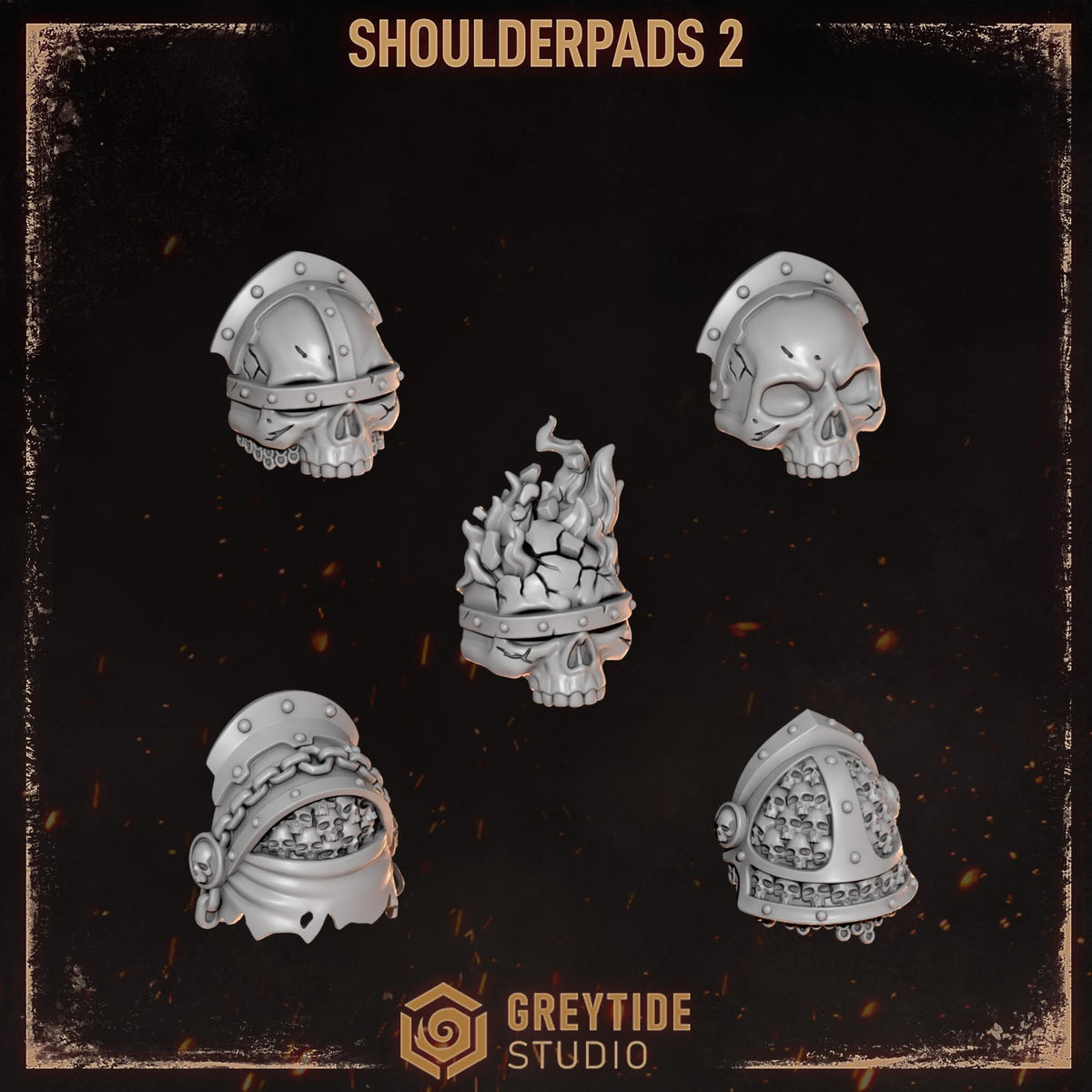 Cursed Company 2 Conversion Bits Pack | Flaming Skull Helmet & Weapon Resin Bits | Miniature Kitbash Set | Grimdark Wargaming Fire FX