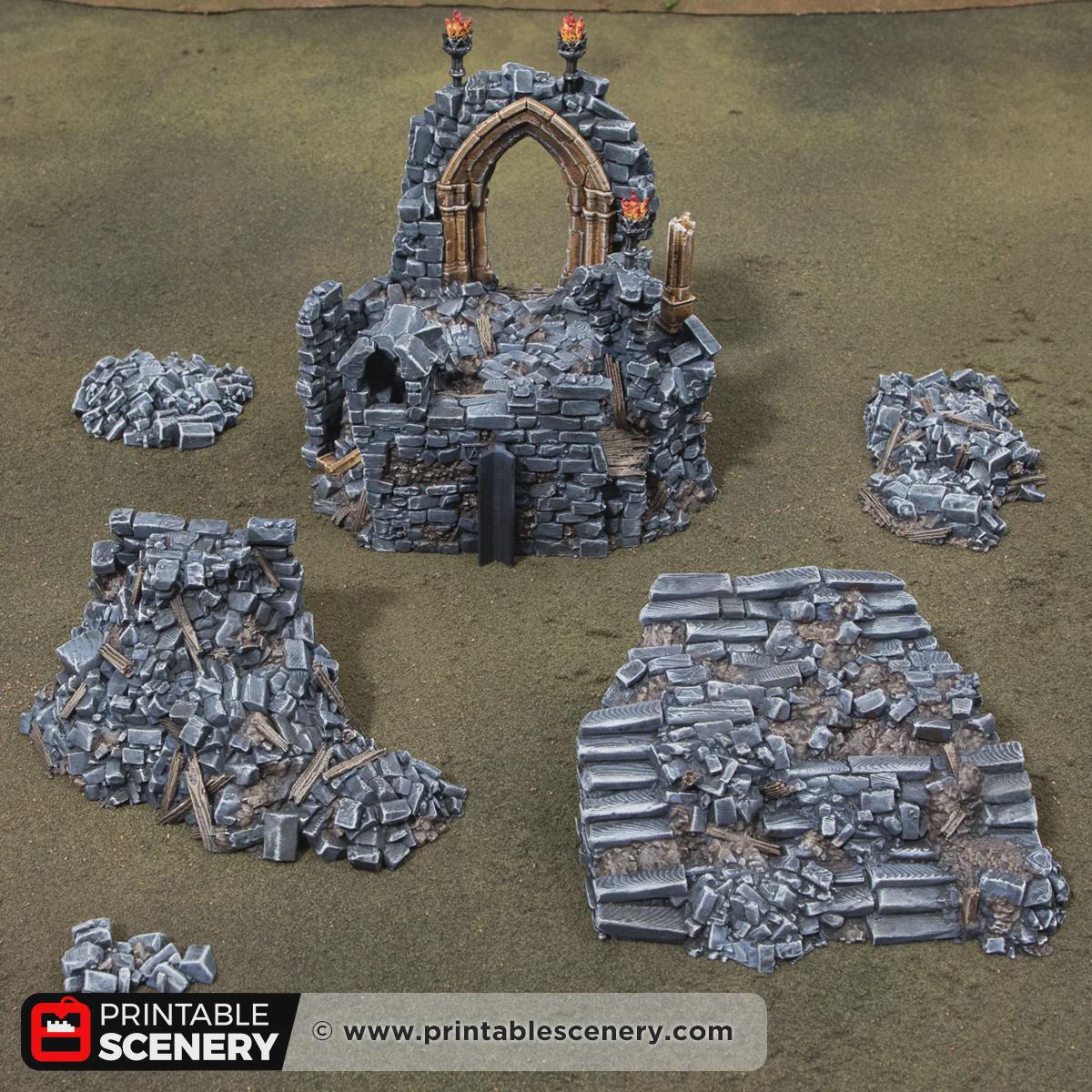 Altar of Desolation Terrain | Modular Gothic Ruins | Dark Fantasy Ritual Shrine | 32mm Tabletop Scenery