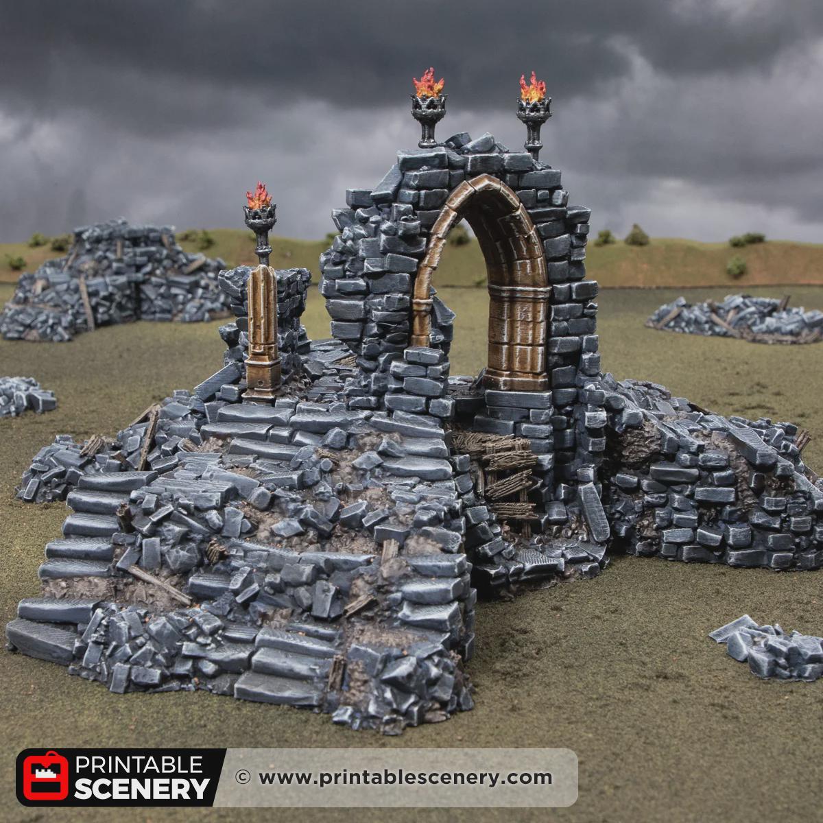 Altar of Desolation Terrain | Modular Gothic Ruins | Dark Fantasy Ritual Shrine | 32mm Tabletop Scenery