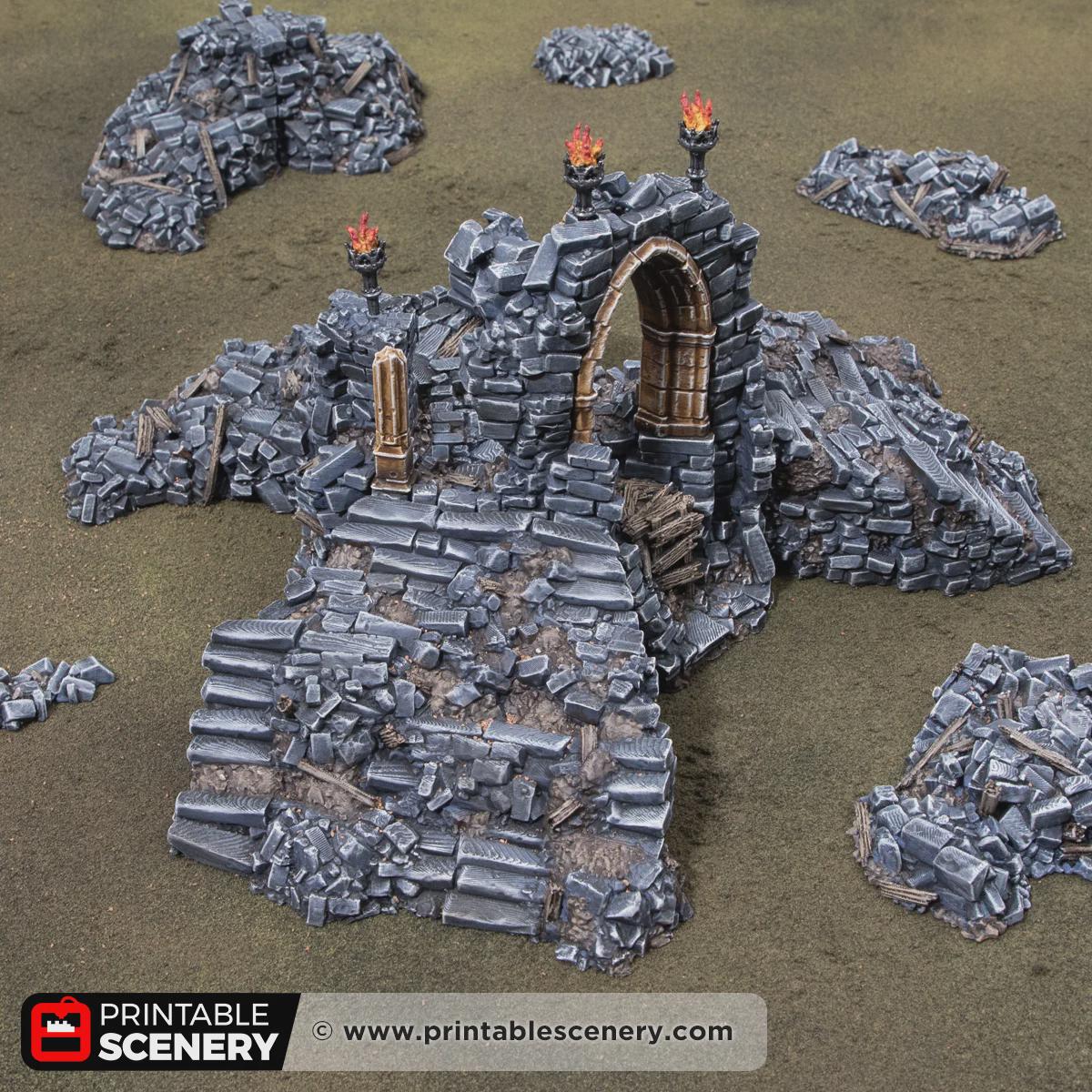 Altar of Desolation Terrain | Modular Gothic Ruins | Dark Fantasy Ritual Shrine | 32mm Tabletop Scenery
