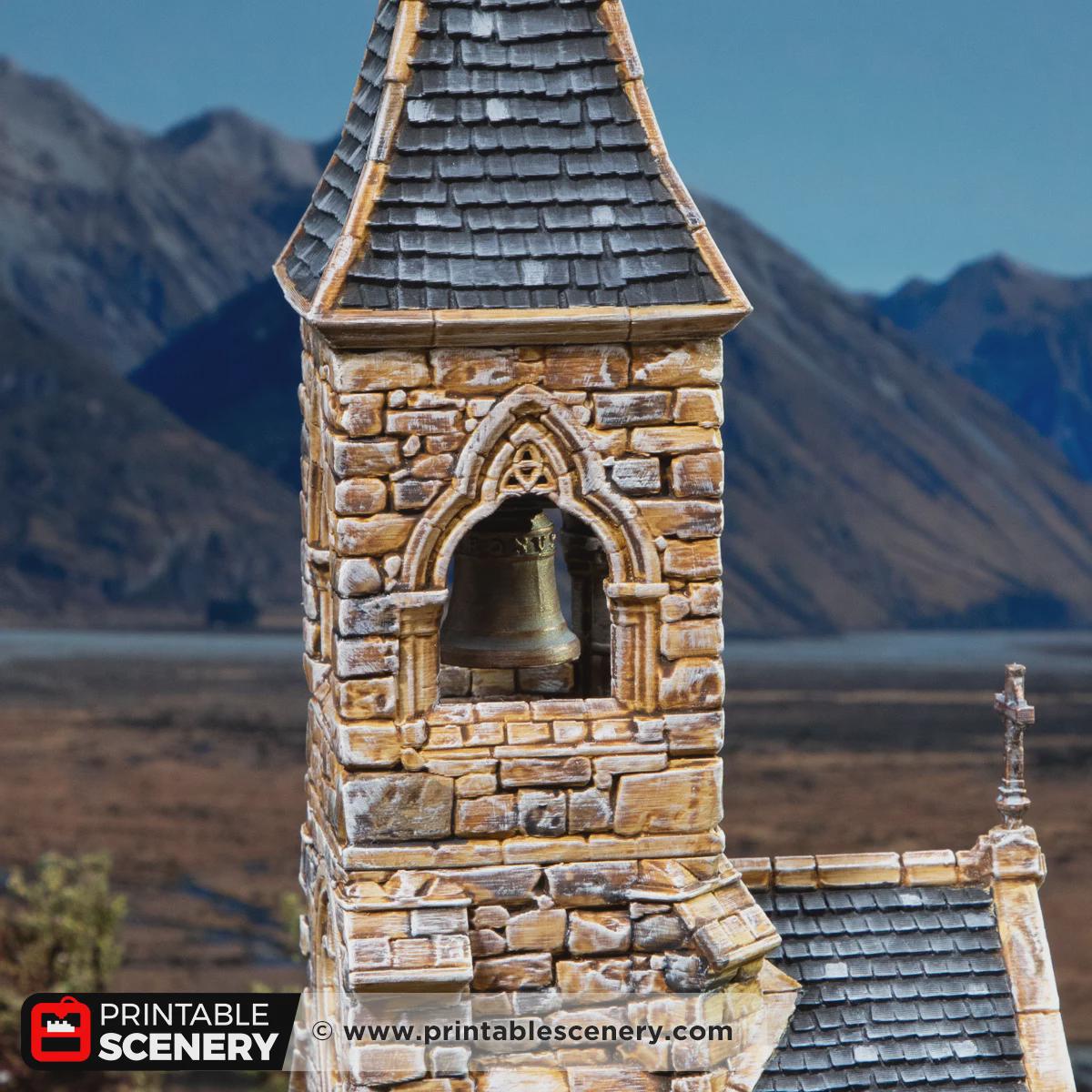 Medieval Castle Church Terrain, 32mm Fantasy Cathedral, Multi Level Tabletop Building, Playable Interior Gothic Scenery