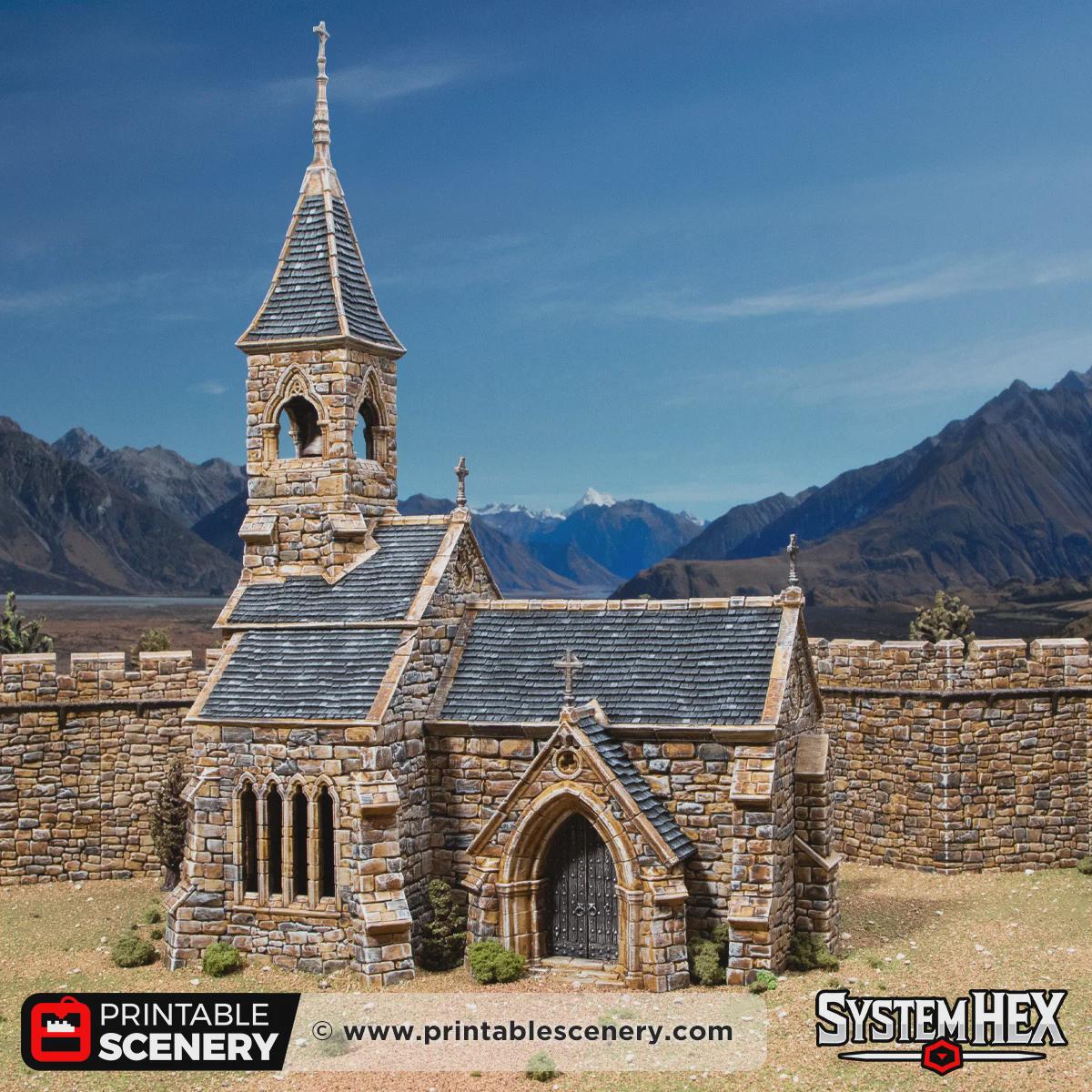 Medieval Castle Church Terrain, 32mm Fantasy Cathedral, Multi Level Tabletop Building, Playable Interior Gothic Scenery