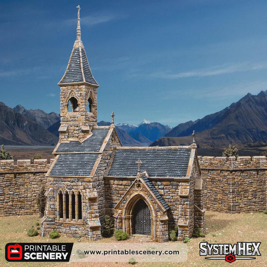 Medieval Castle Church Terrain, 32mm Fantasy Cathedral, Multi Level Tabletop Building, Playable Interior Gothic Scenery