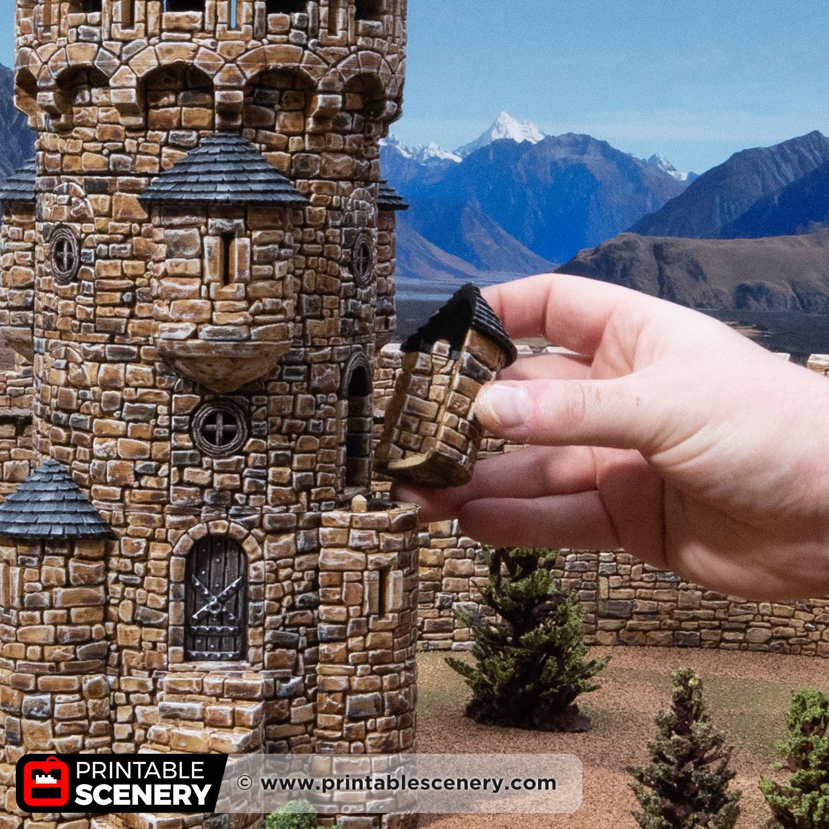 Medieval Round Tower Terrain, 32mm Fantasy Castle Keep, Multi Level Tabletop Building, Fortified Fortress Scenery