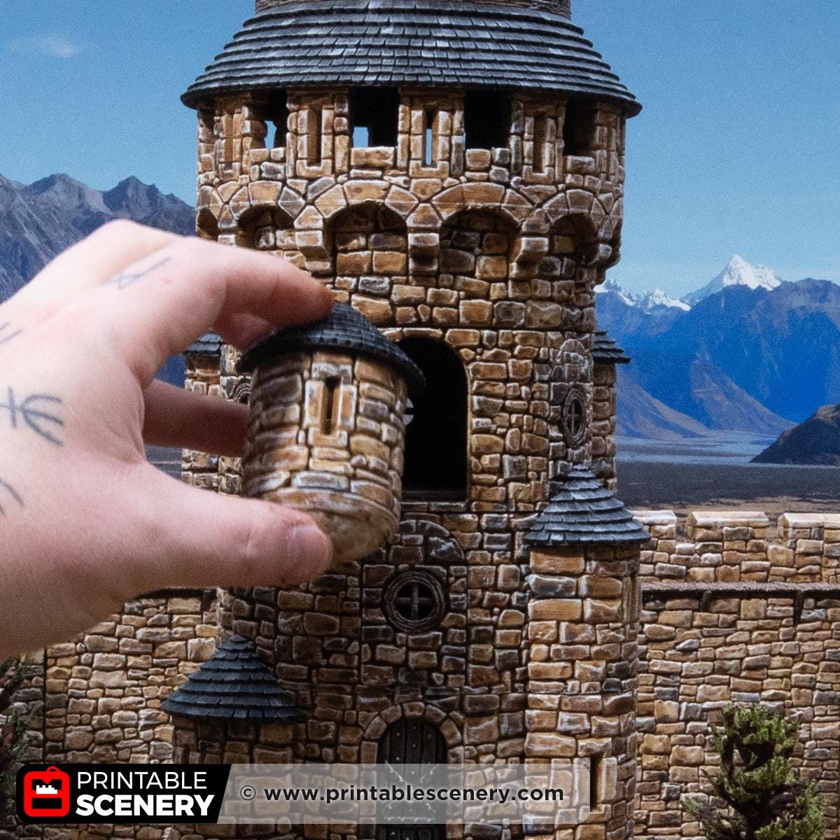 Medieval Round Tower Terrain, 32mm Fantasy Castle Keep, Multi Level Tabletop Building, Fortified Fortress Scenery