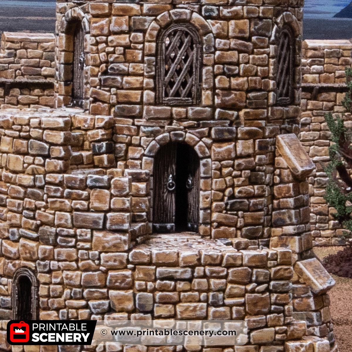 Medieval Count’s Tower Terrain, 32mm Fantasy Castle Keep, Modular Round Fortress, Multi Level Tabletop Building