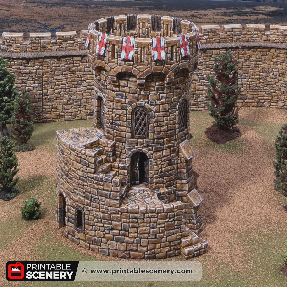 Medieval Count’s Tower Terrain, 32mm Fantasy Castle Keep, Modular Round Fortress, Multi Level Tabletop Building