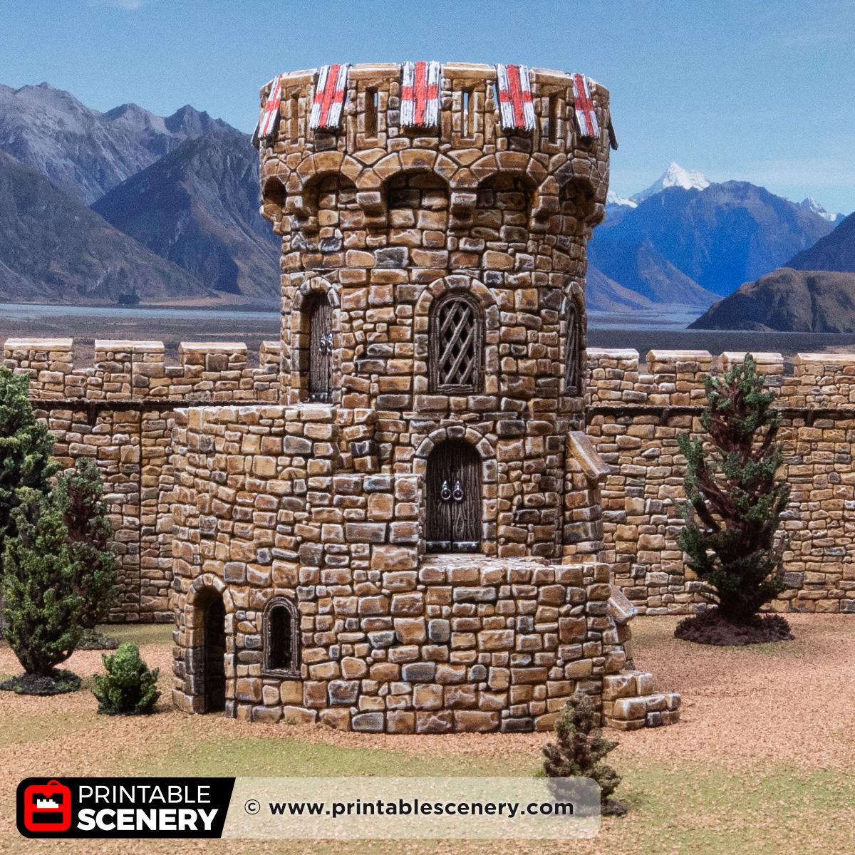 Medieval Count’s Tower Terrain, 32mm Fantasy Castle Keep, Modular Round Fortress, Multi Level Tabletop Building