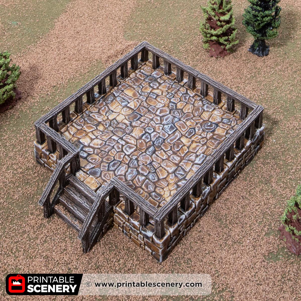 Medieval Watchtower Terrain, 32mm Fantasy Guard Tower, Stone and Timber Castle Scenery, Tabletop Building