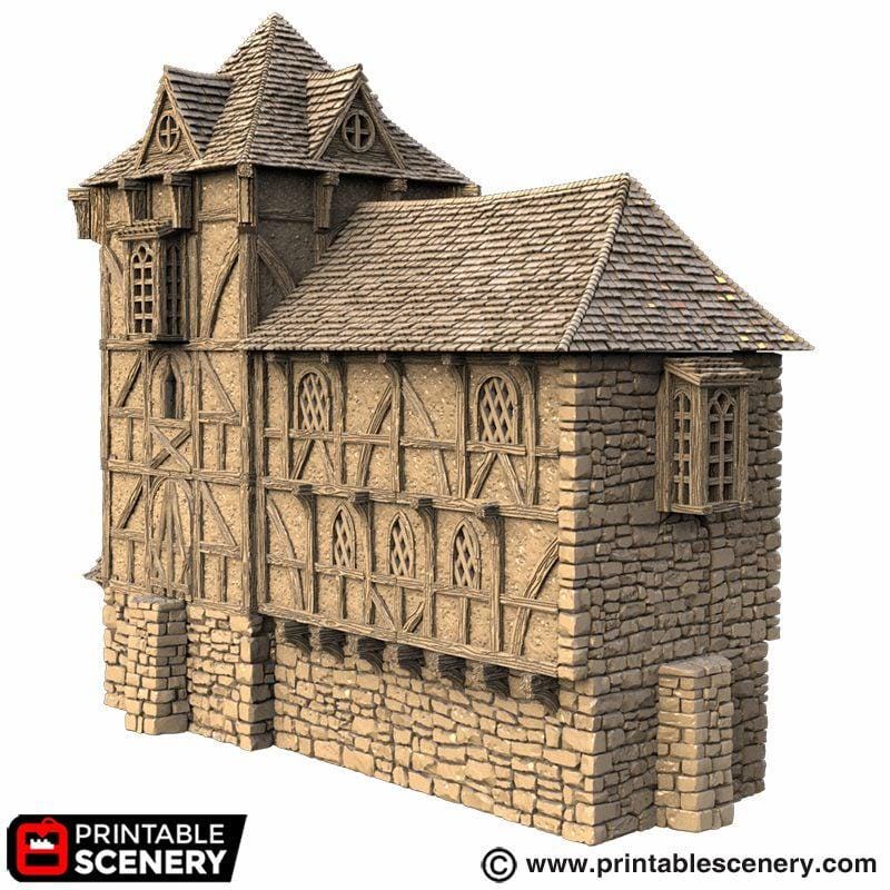 Medieval Wattle and Daub House, 32mm Fantasy Castle Living Quarters, Multi Level Tabletop Building, Modular Village Terrain