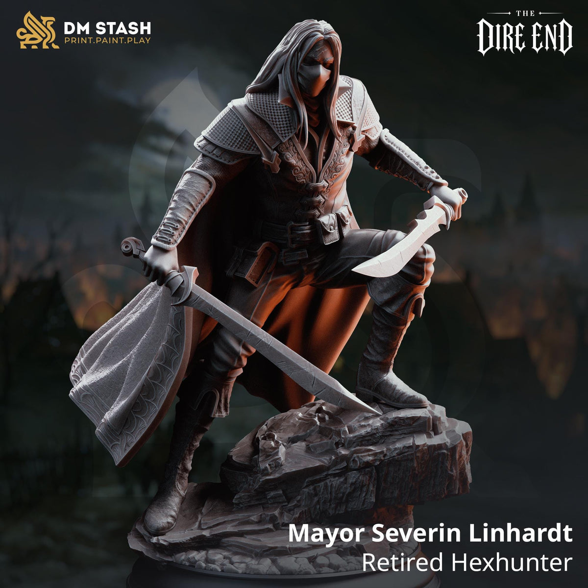 Grimdark Plague Campaign Miniature Collection | 21 Resin Minis Bust & Village Terrain Set | Unpainted Dark Fantasy RPG Bundle | DnD Knights