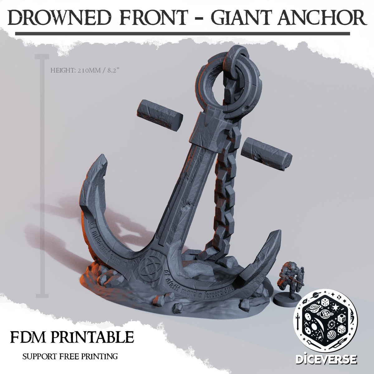 Giant Naval Anchor Terrain, 28mm 32mm Coastal Battlefield Scenery, Rusted Shipwreck Objective, Grimdark Tabletop Landmark