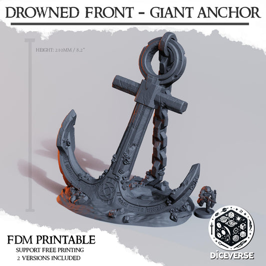 Giant Naval Anchor Terrain, 28mm 32mm Coastal Battlefield Scenery, Rusted Shipwreck Objective, Grimdark Tabletop Landmark