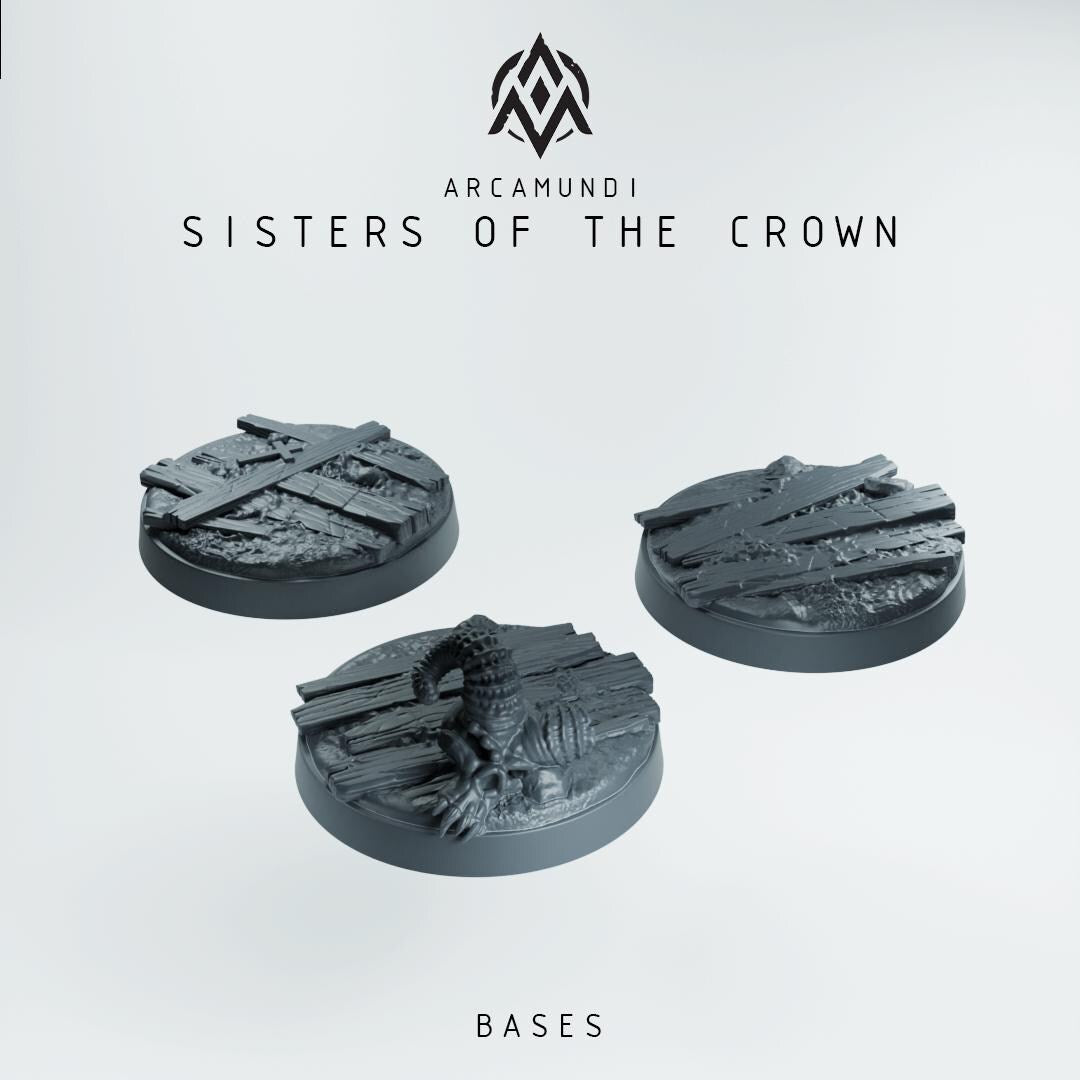 Sisters of the Crown Modular Warrior Nun Miniatures, 32mm Resin Gothic Fantasy Tabletop Set, Customizable Female Fighter Squad