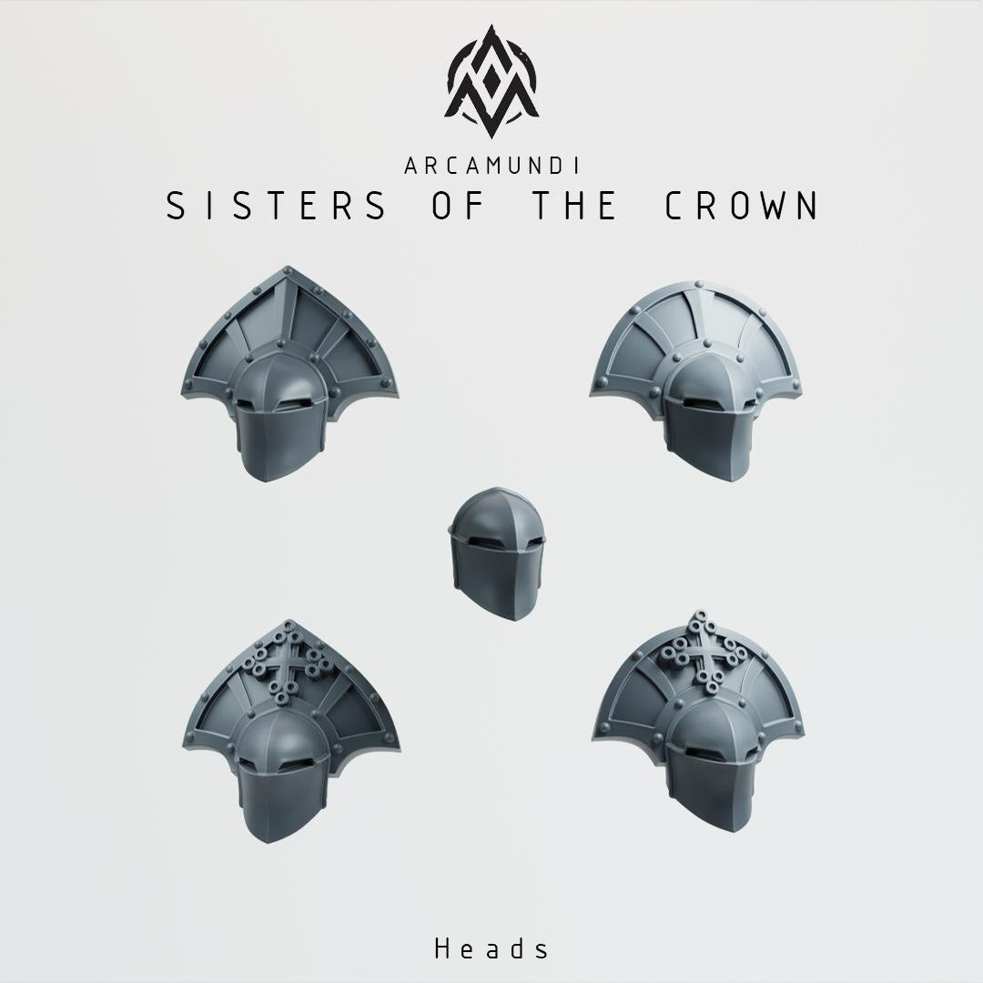 Sisters of the Crown Modular Warrior Nun Miniatures, 32mm Resin Gothic Fantasy Tabletop Set, Customizable Female Fighter Squad