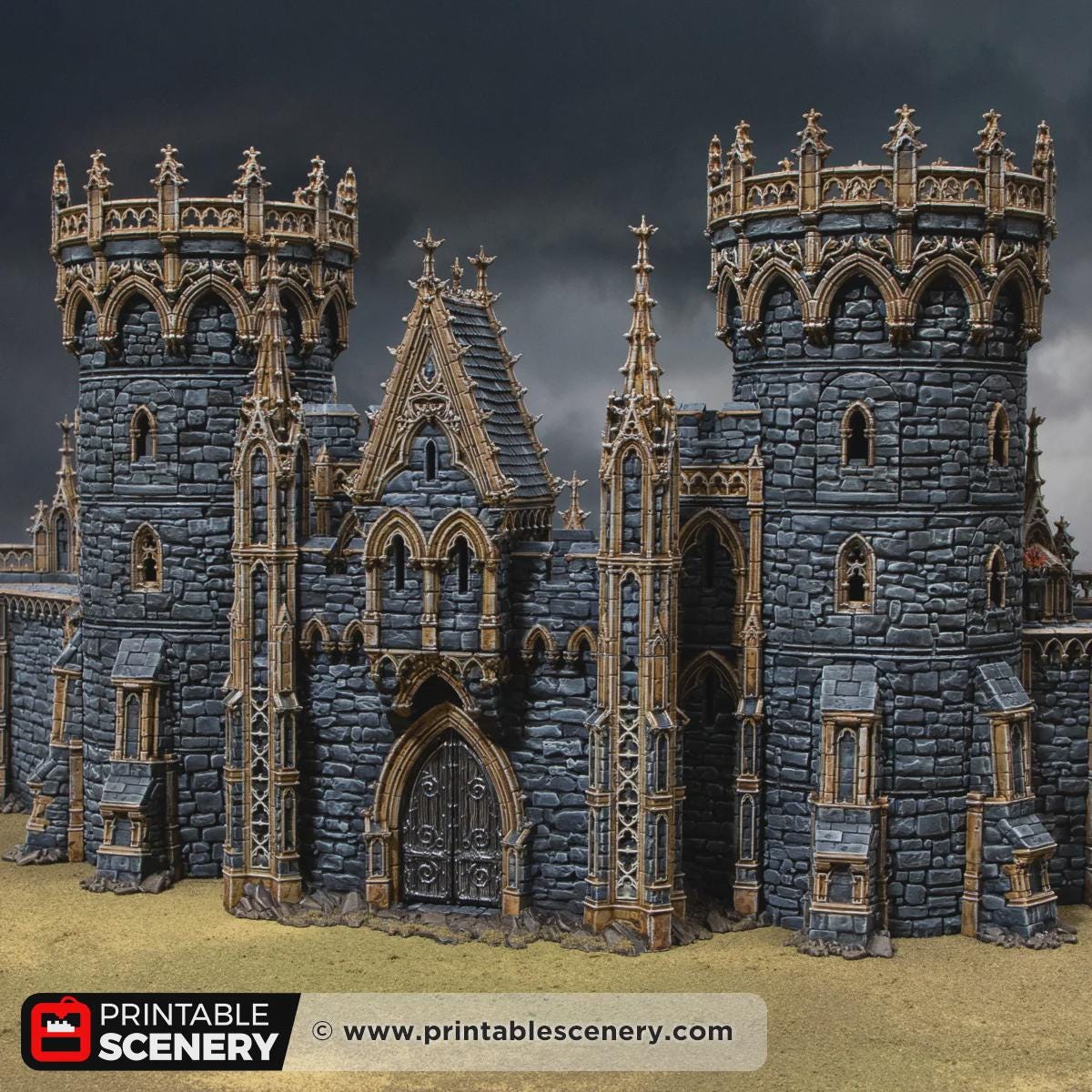 Gothic Gatehouse Terrain, 32mm Dark Fantasy Fortress Entrance, Modular Castle Towers, Tabletop Scenery