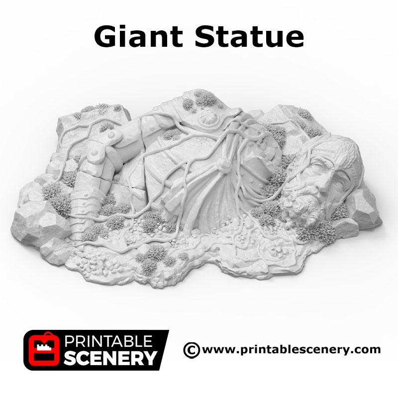 Giant Statue Ruins Scatter Terrain | Fallen God Monument Tabletop Scenery | Fantasy Wargaming Objective Marker | 3D Printed