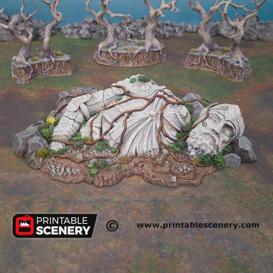 Giant Statue Ruins Scatter Terrain | Fallen God Monument Tabletop Scenery | Fantasy Wargaming Objective Marker | 3D Printed