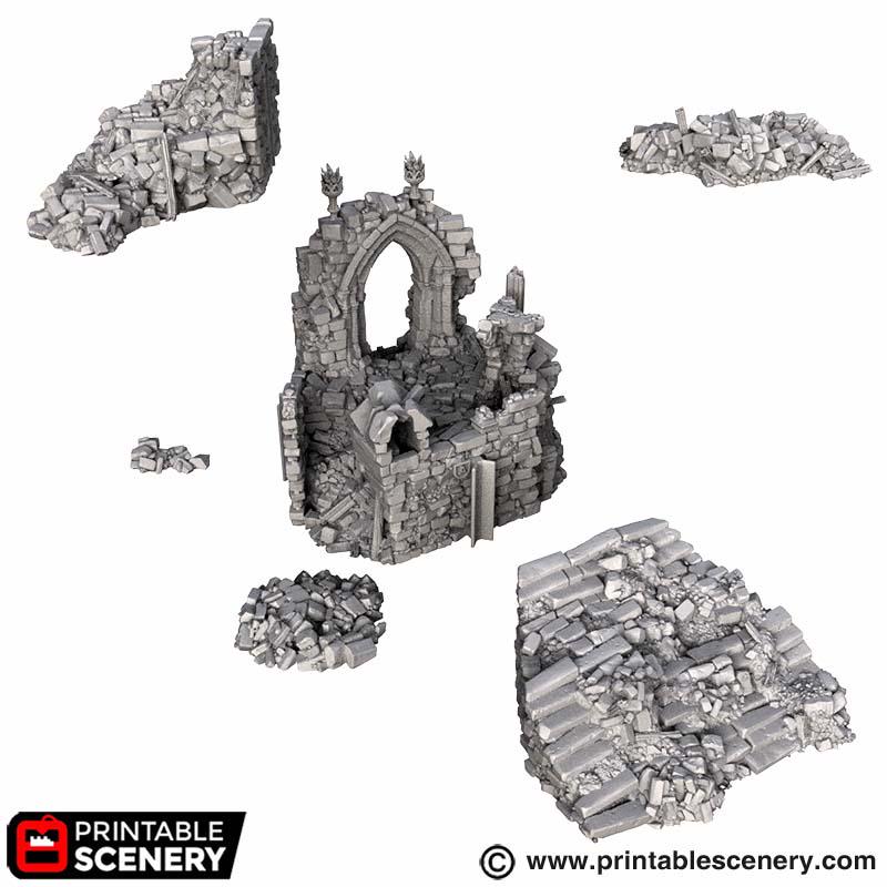 Altar of Desolation Terrain | Modular Gothic Ruins | Dark Fantasy Ritual Shrine | 32mm Tabletop Scenery