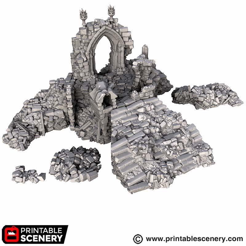 Altar of Desolation Terrain | Modular Gothic Ruins | Dark Fantasy Ritual Shrine | 32mm Tabletop Scenery