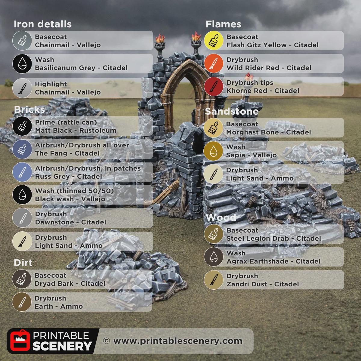 Altar of Desolation Terrain | Modular Gothic Ruins | Dark Fantasy Ritual Shrine | 32mm Tabletop Scenery