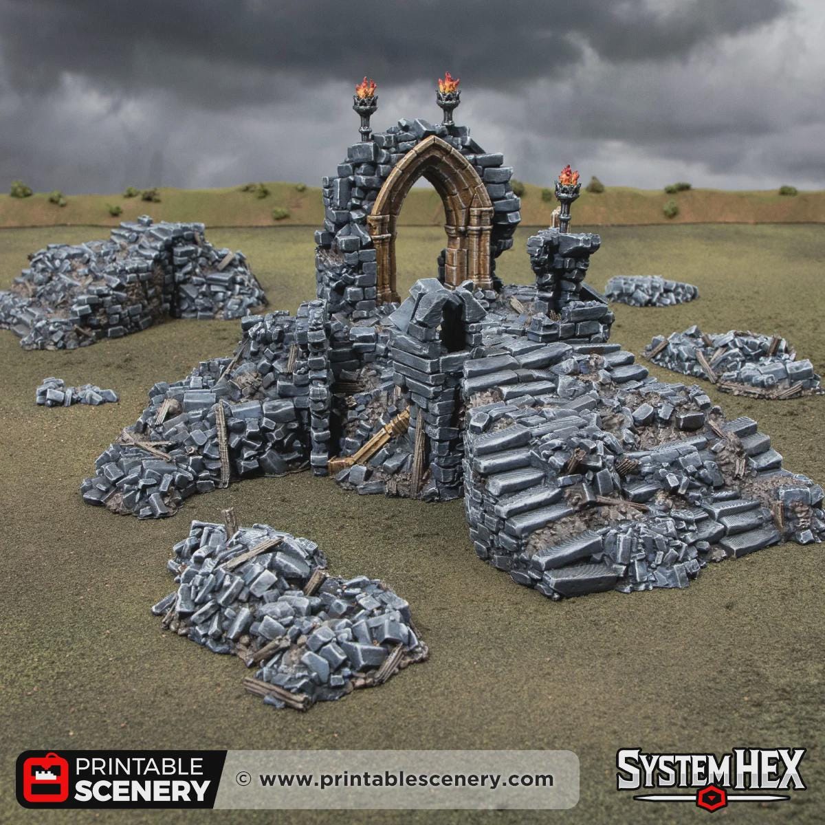 Altar of Desolation Terrain | Modular Gothic Ruins | Dark Fantasy Ritual Shrine | 32mm Tabletop Scenery