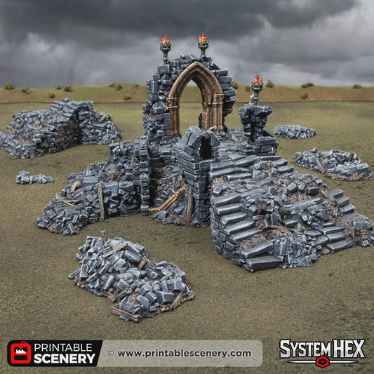 Altar of Desolation Terrain | Modular Gothic Ruins | Dark Fantasy Ritual Shrine | 32mm Tabletop Scenery