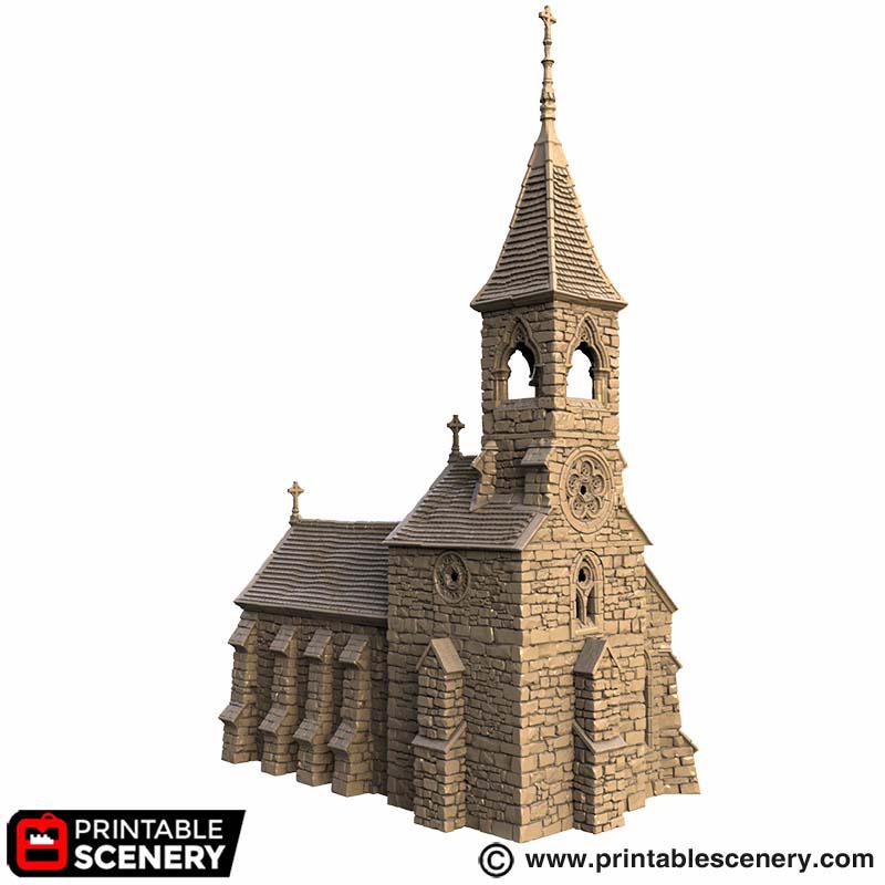 Medieval Castle Church Terrain, 32mm Fantasy Cathedral, Multi Level Tabletop Building, Playable Interior Gothic Scenery