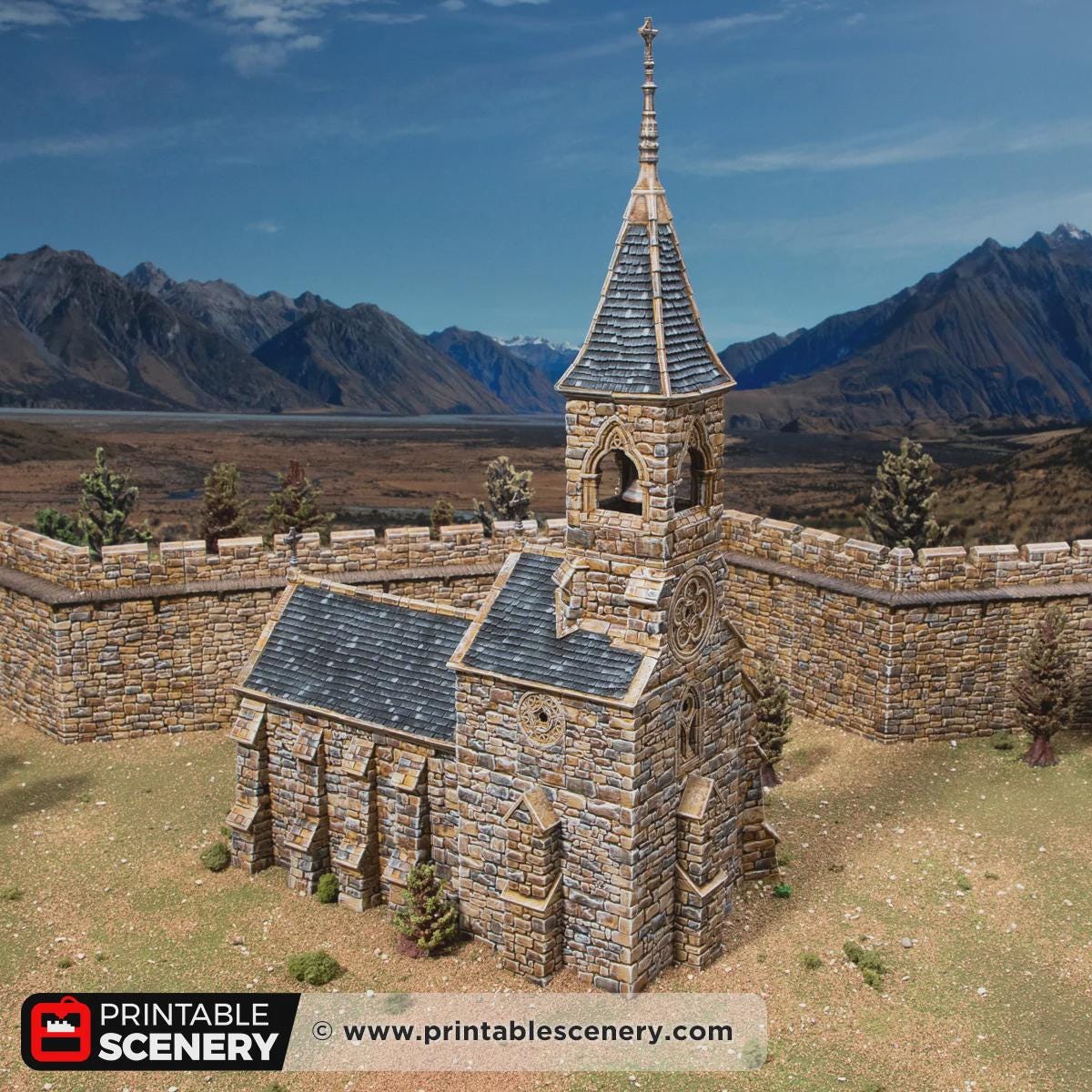 Medieval Castle Church Terrain, 32mm Fantasy Cathedral, Multi Level Tabletop Building, Playable Interior Gothic Scenery
