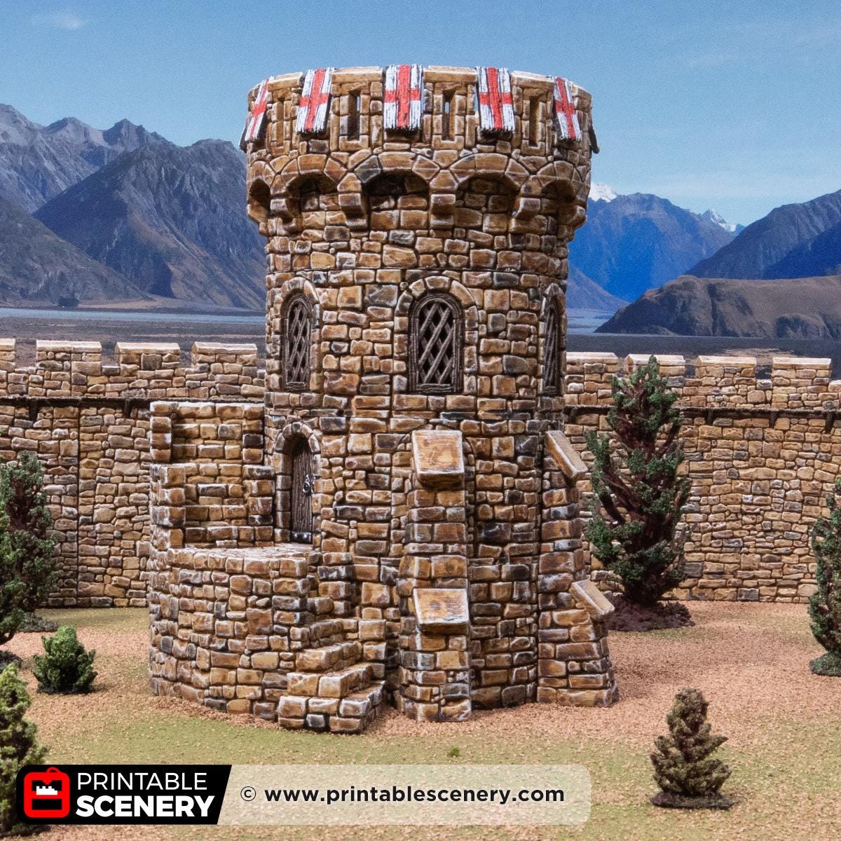 Medieval Count’s Tower Terrain, 32mm Fantasy Castle Keep, Modular Round Fortress, Multi Level Tabletop Building