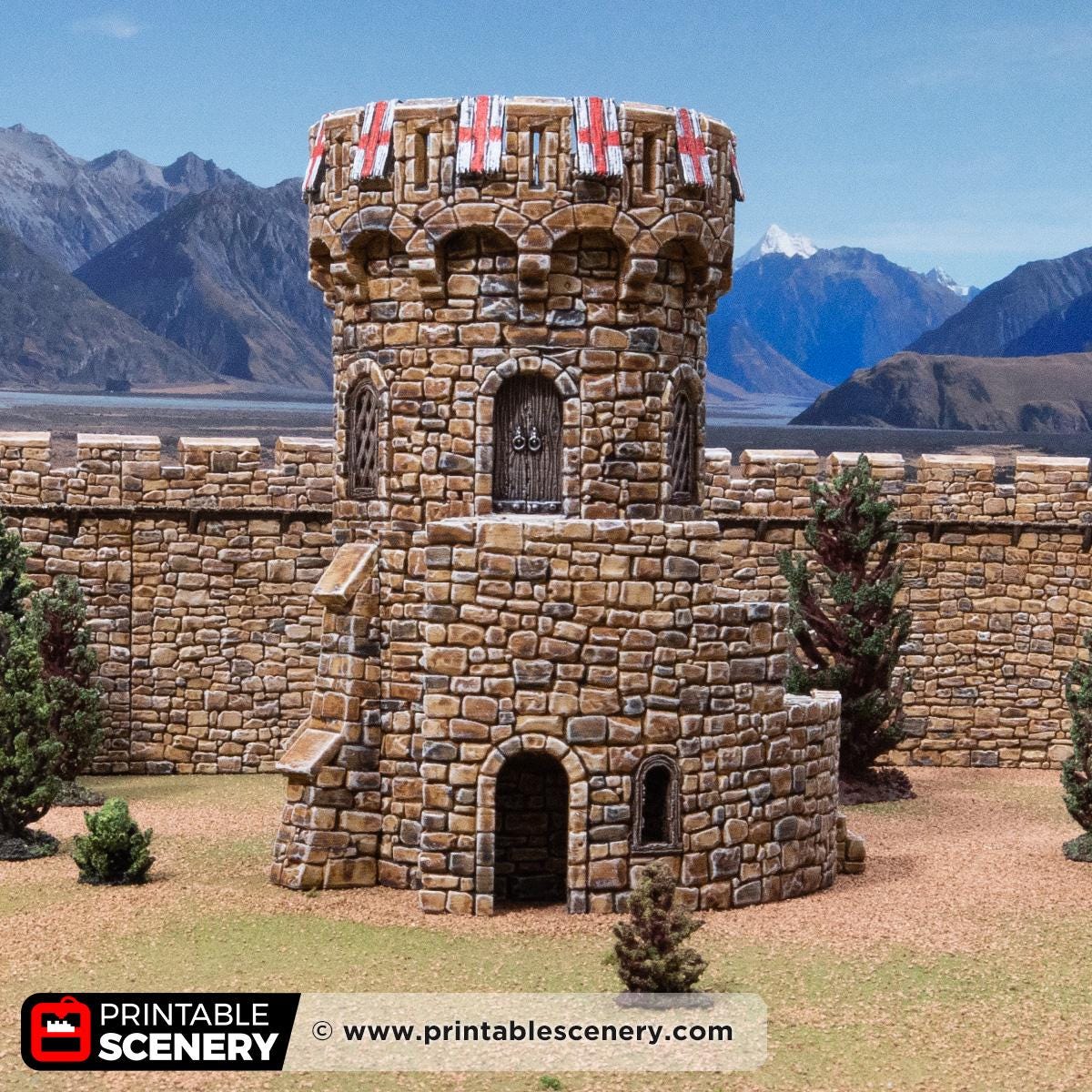 Medieval Count’s Tower Terrain, 32mm Fantasy Castle Keep, Modular Round Fortress, Multi Level Tabletop Building
