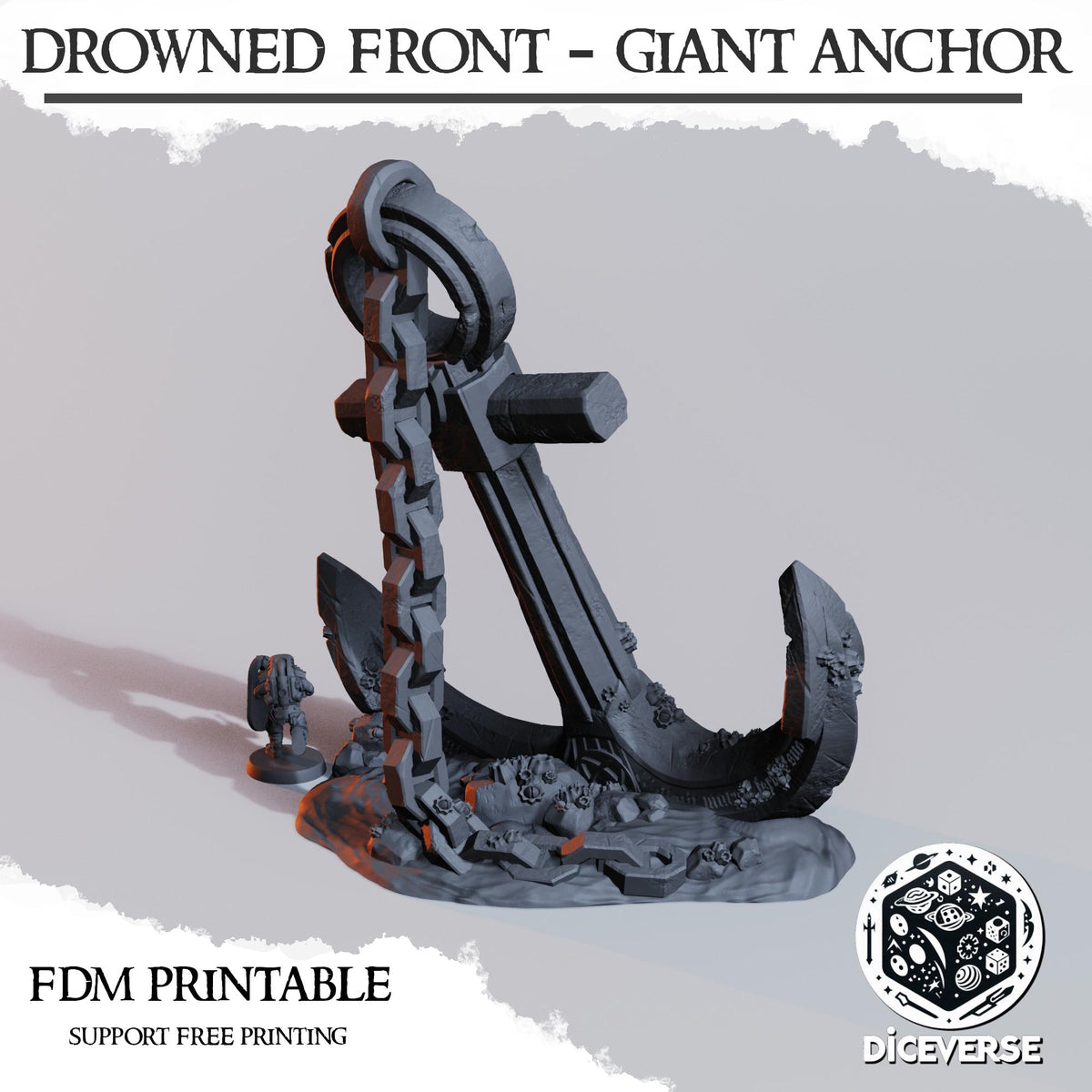 Giant Naval Anchor Terrain, 28mm 32mm Coastal Battlefield Scenery, Rusted Shipwreck Objective, Grimdark Tabletop Landmark