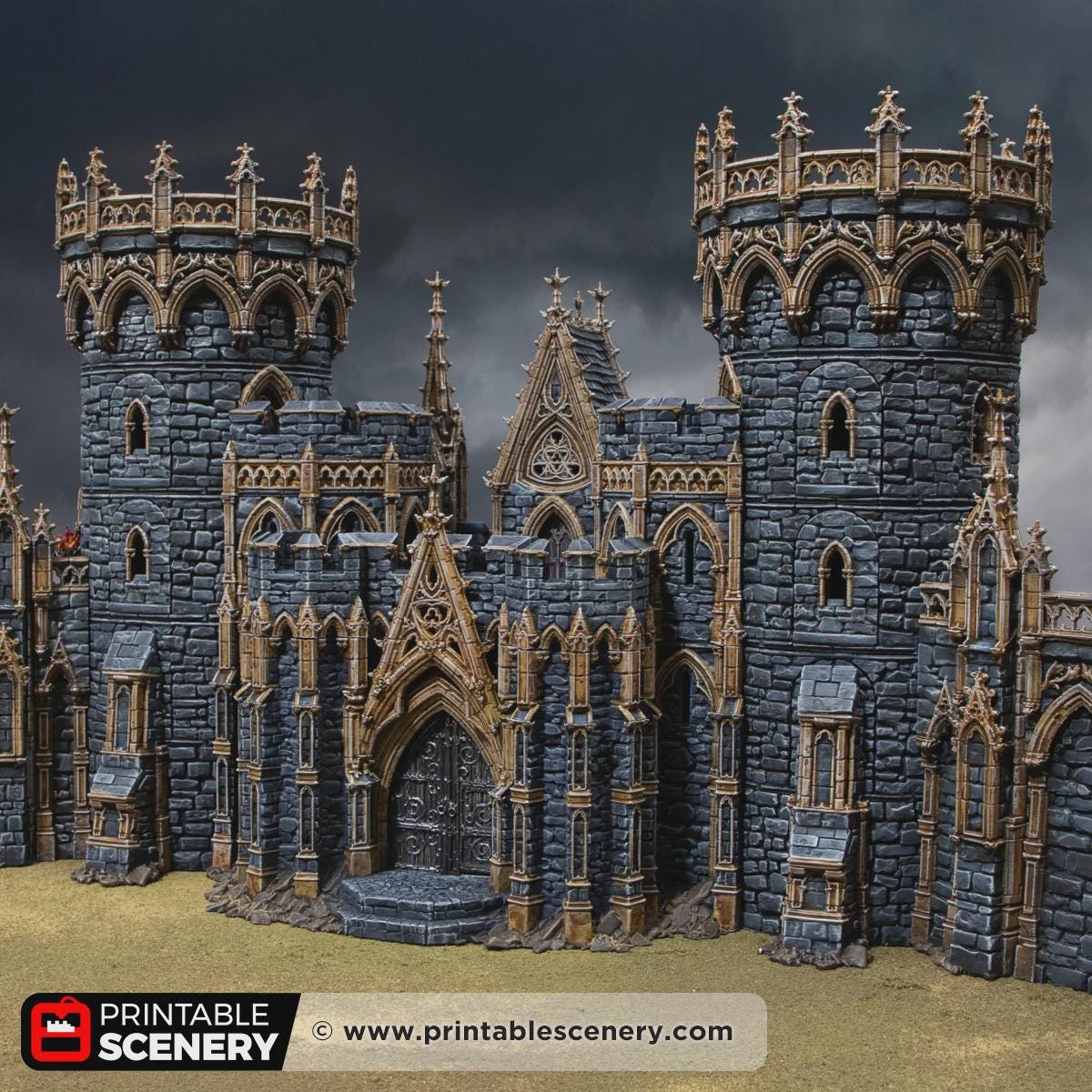 Gothic Gatehouse Terrain, 32mm Dark Fantasy Fortress Entrance, Modular Castle Towers, Tabletop Scenery