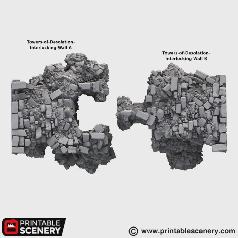 Ruined Gothic Tower Terrain | Crumbling Fantasy Spire with Stackable Levels | Tabletop Wargaming Ruins Scenery | 3D Printed