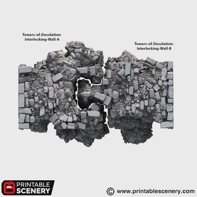 Ruined Gothic Tower Terrain | Crumbling Fantasy Spire with Stackable Levels | Tabletop Wargaming Ruins Scenery | 3D Printed